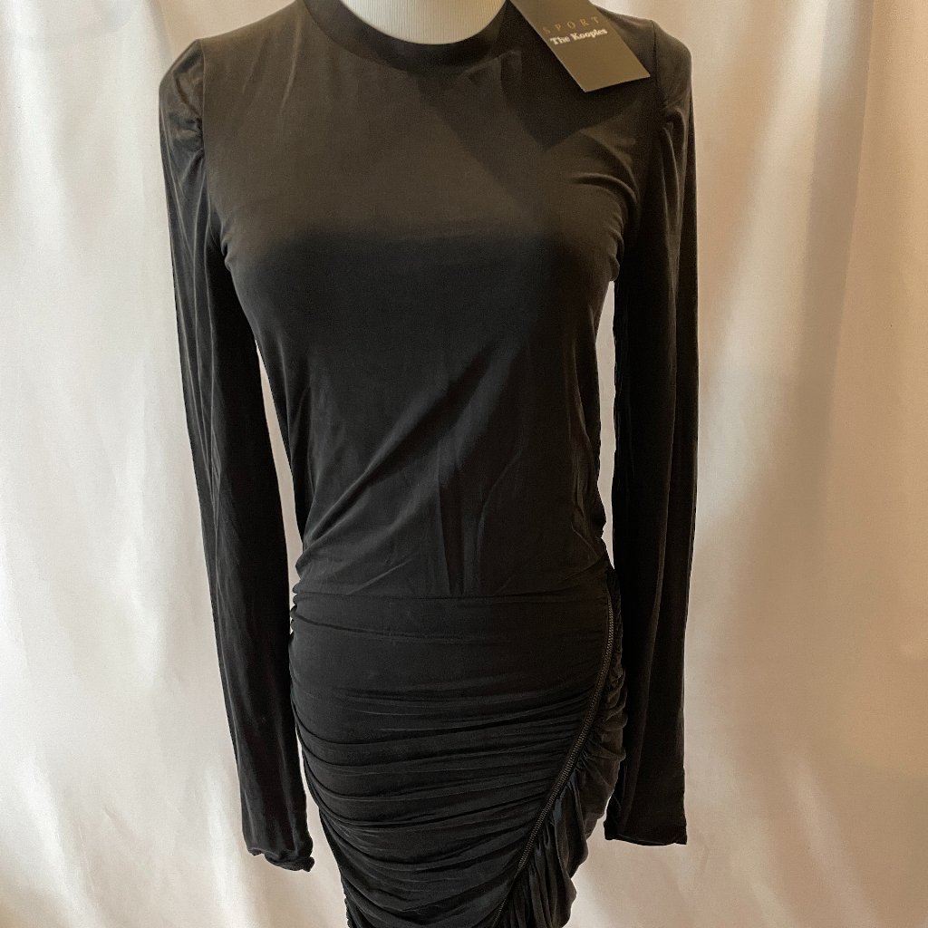 The Kooples Sport Black Mini Tight Dress Cupro Jersey Nwt Size Small Black $345